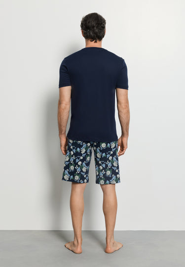 Night And Day Crew Neck Cotton Short Pajama Set | Fine Lined Print 79267-1251